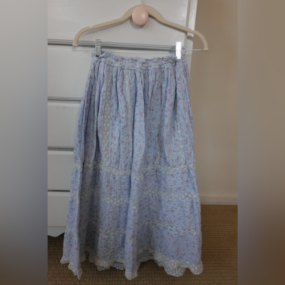 LoveShackFancy floral midi skirt